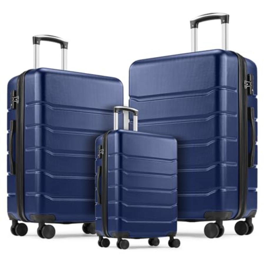 Expandable Hard Shell Luggage Set - 3-delige reiskofferset: harde, uitbreidbare, lichtgewicht rolkoffers