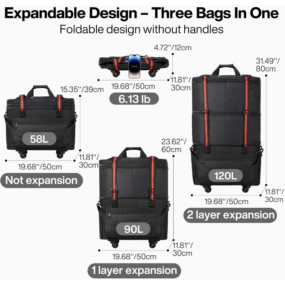 Uitbreidbare, opvouwbare reisk - Foldable Rolling Luggage Bag recensie en prijs